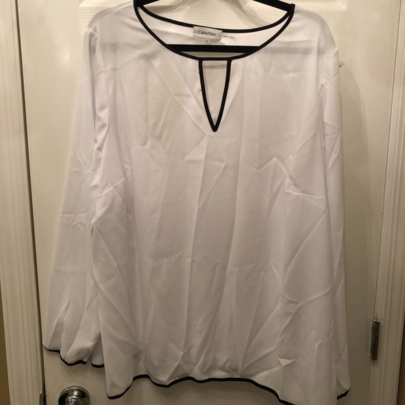 calvin klein black and white blouse